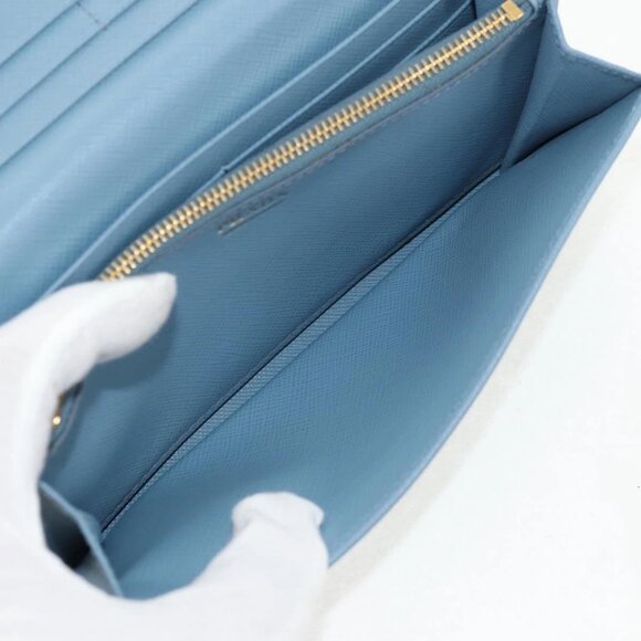 PRADA Long Wallet Safiano leather Light Blue Auth 146803V - Picture 13 of 16